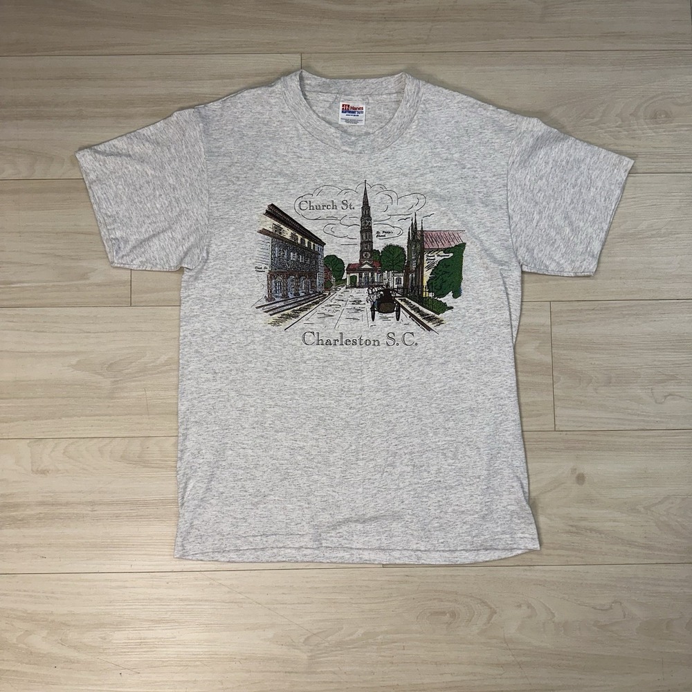Vintage 90s Charleston SC South Carolina Church ST Shirt Medium Single Stitch‎